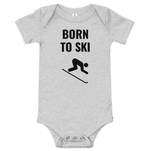 Load image into Gallery viewer, Born to Ski Baby short sleeve one piece