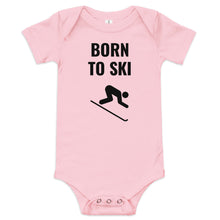 Load image into Gallery viewer, Born to Ski Baby short sleeve one piece