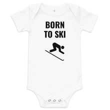 Load image into Gallery viewer, Born to Ski Baby short sleeve one piece
