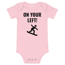 Load image into Gallery viewer, Snowboarder on your left! Baby short sleeve one piece