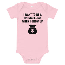 Load image into Gallery viewer, I want to be a Trustafarian Baby short sleeve one piece