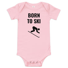 Load image into Gallery viewer, Born to Ski Baby short sleeve one piece
