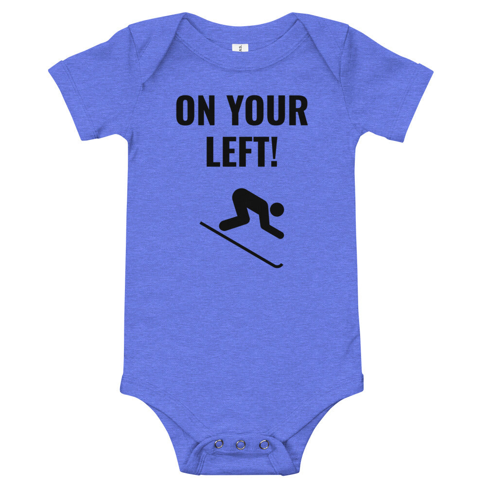 Skier on your left! Baby short sleeve one piece