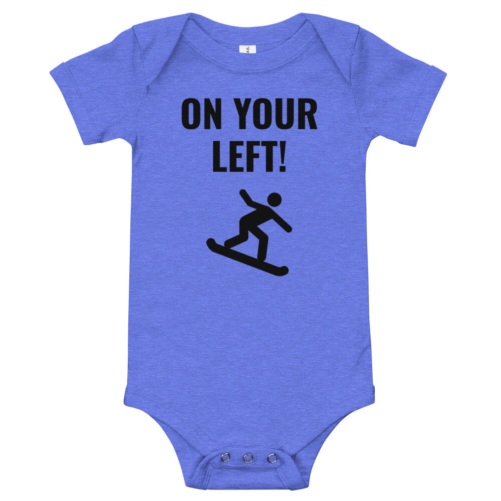 Snowboarder on your left! Baby short sleeve one piece