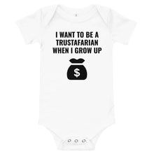 Load image into Gallery viewer, I want to be a Trustafarian Baby short sleeve one piece
